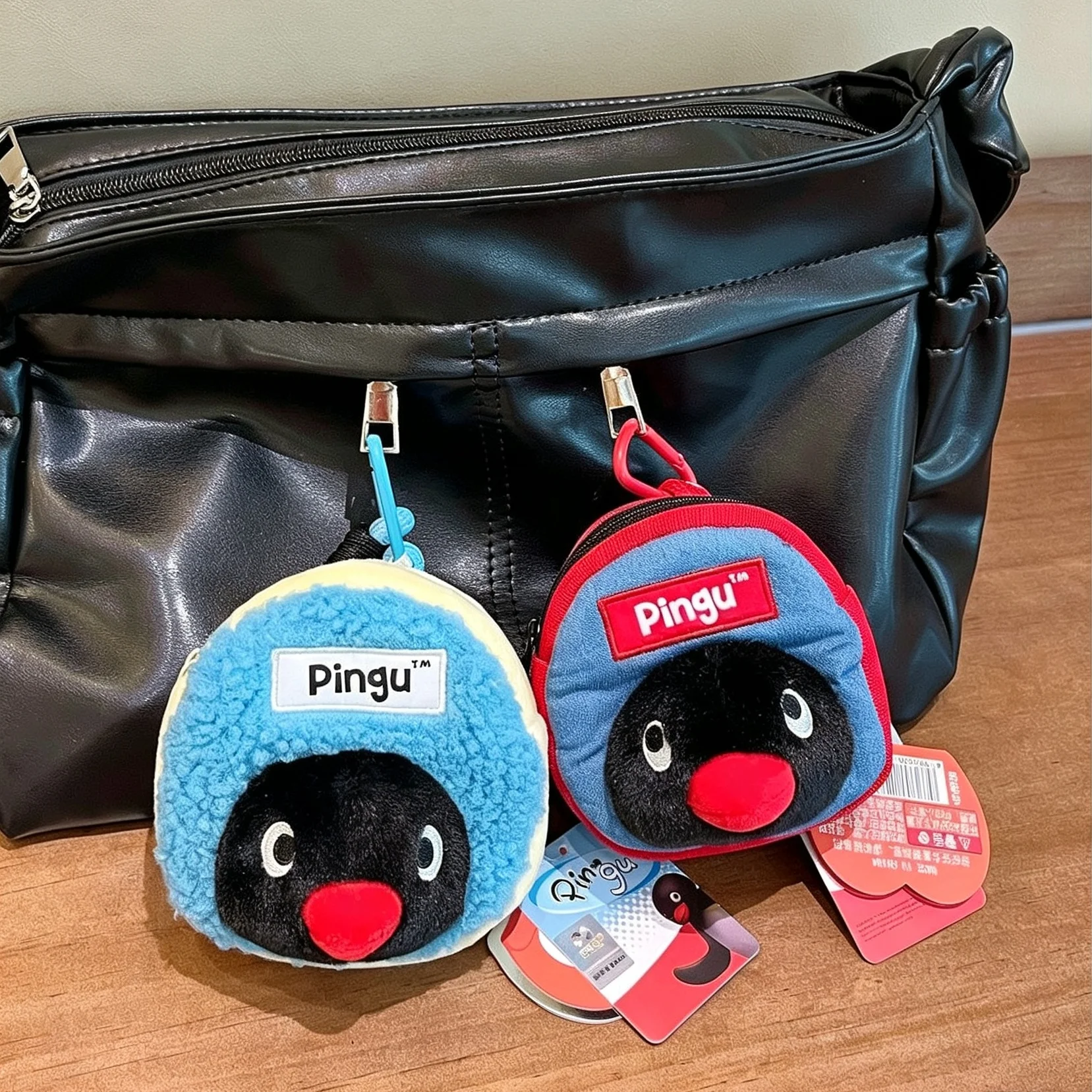10Cm Pingu Penguin Zipper Earphone Bag Pendant Multi Functional Zero Wallet Bank Card Storage Backpack Zipper Hanging Decoration