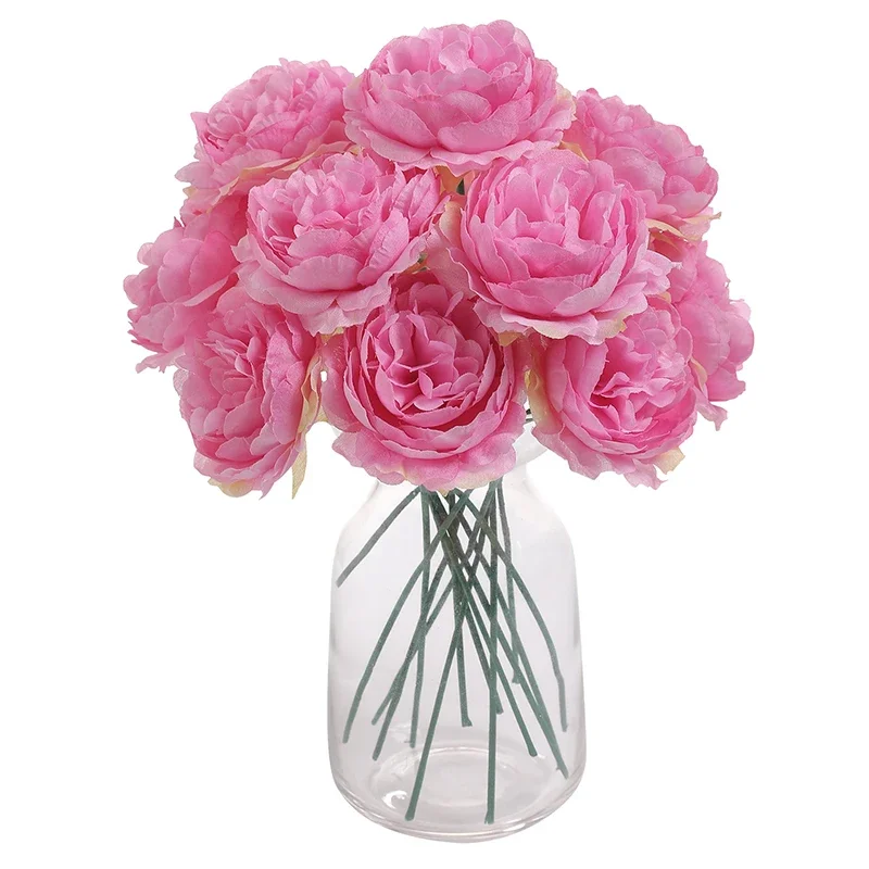 6 Stück künstliche Blumen, Blumenstrauß, 20 cm, künstliche Seidenblumen, Bündel für Zuhause, Raumdekoration, Hochzeitsdekoration, Vase, Ornament, Zubehör – Detail 9