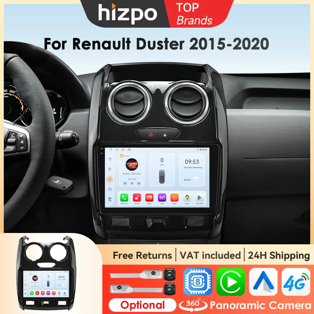 Hizpo Für Renault Duster 2015-2020 Drahtlose CarPlay Android Auto Auto Radio GPS RDS WiFi Bluetooth 4G multimedia Stereo AI Stimme