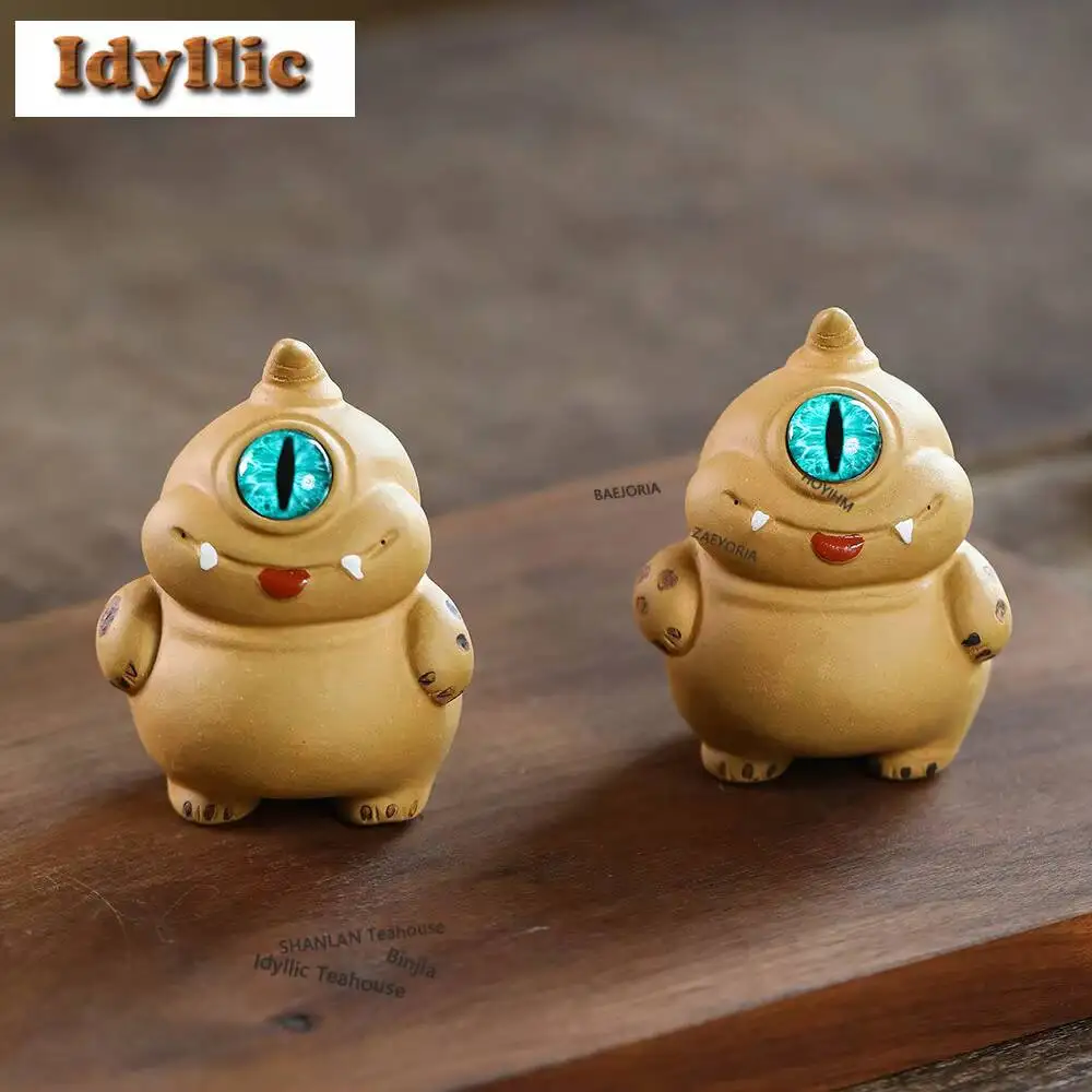 Yixing Purple Clay Big-eyed Monster Tea Pet Japanese Flowerpot Landscaping Tea Figurine Play Toys Tea Statue Ornaments Supplies
