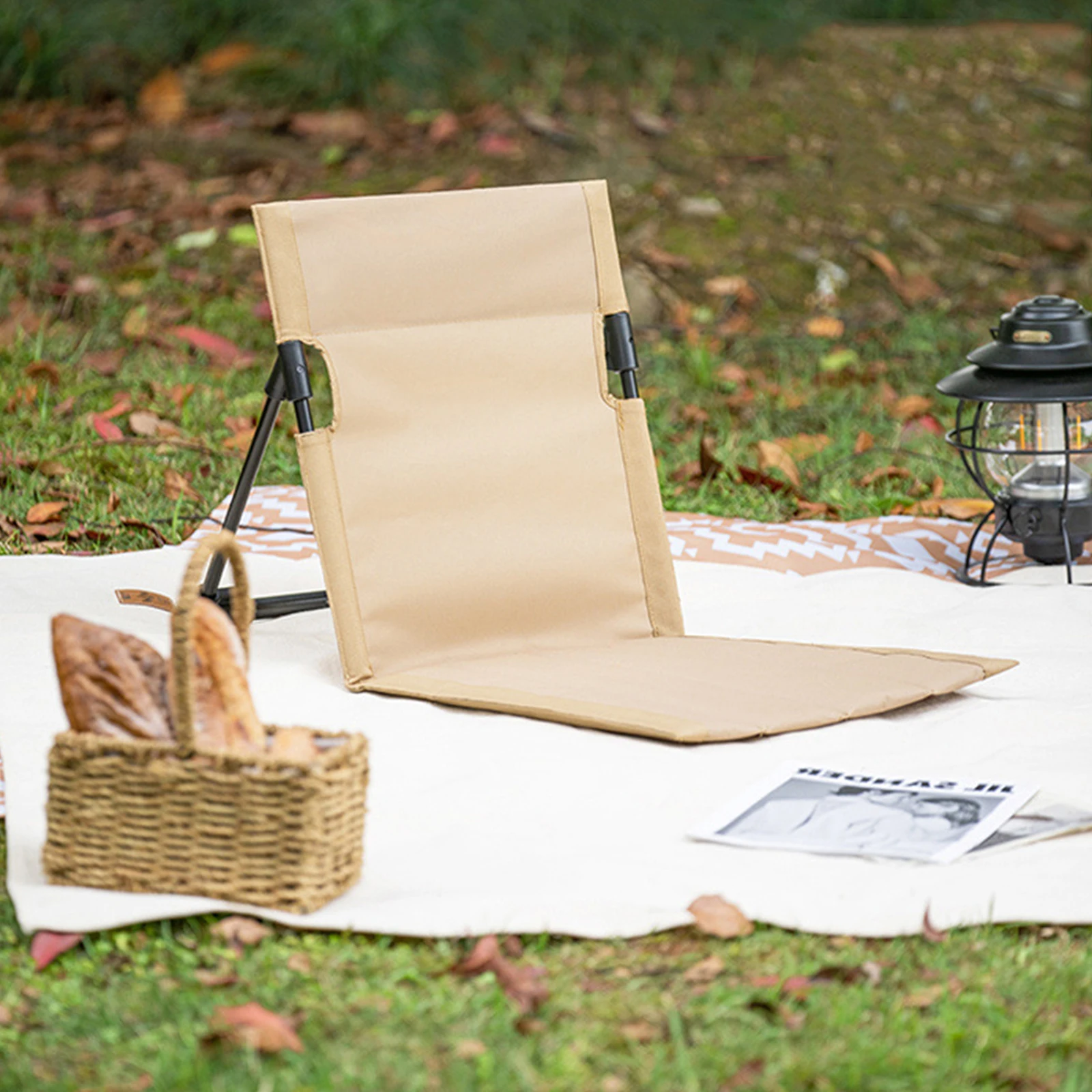 Silla de playa plegable, asiento ligero con respaldo, bolsa de almacenamiento, impermeable, para acampar, pescar y viajar