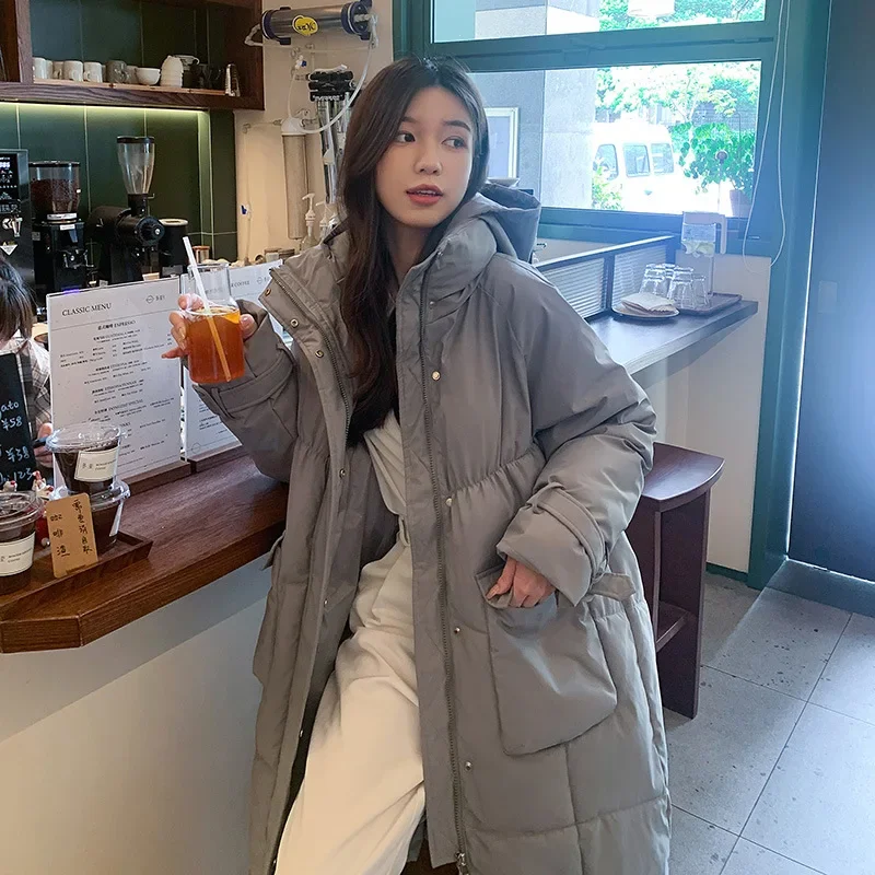 New Fashion Winter Women Down Cotton Coat Hooded Casual Loose Parkas Large Pocket Cotton Coat Thickened Warm Long Women Overcoat