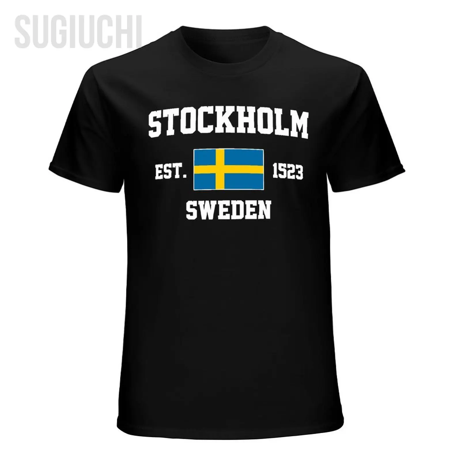 Patriotic Flag Sweden EST.1523 Stockholm Men Tshirt Tees T-Shirt O-neck T Shirts Women Boys Clothing 100% Cotton