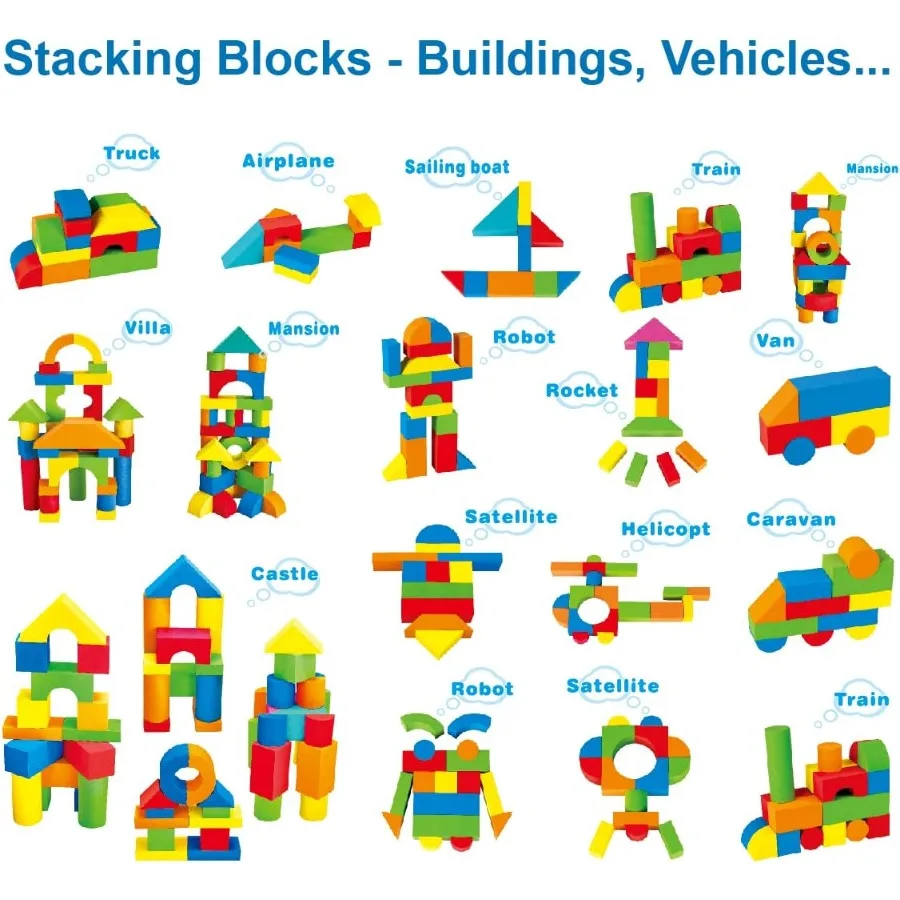 Foam Building Blocks for Toddlers 24 Years Old 41Piece EVA Soft Stacking Blocks Set Safe Baby Bath Foam Toy for Early Learning