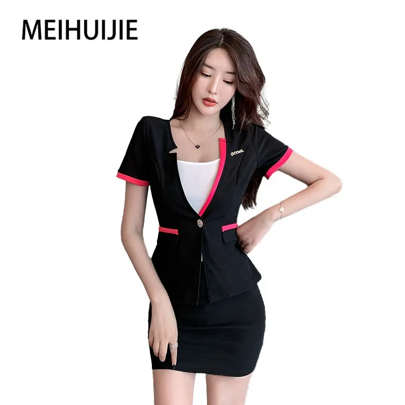 Foot Bath Overallssauna Massage Salon Overallsbeauty Salon Beautician Uniform Summer Workwear Elegant Skirt Color-block clothes