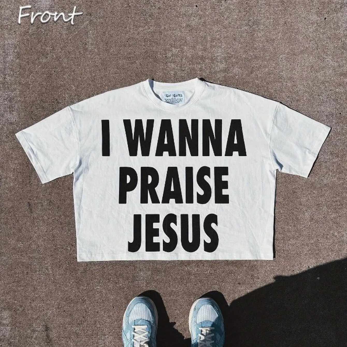 180g 순면 티셔츠, 예수님을 찬양하고 싶다 패턴 프린트, 100% 면 편안한 캐주얼 라운드 넥 유니섹스 티셔츠