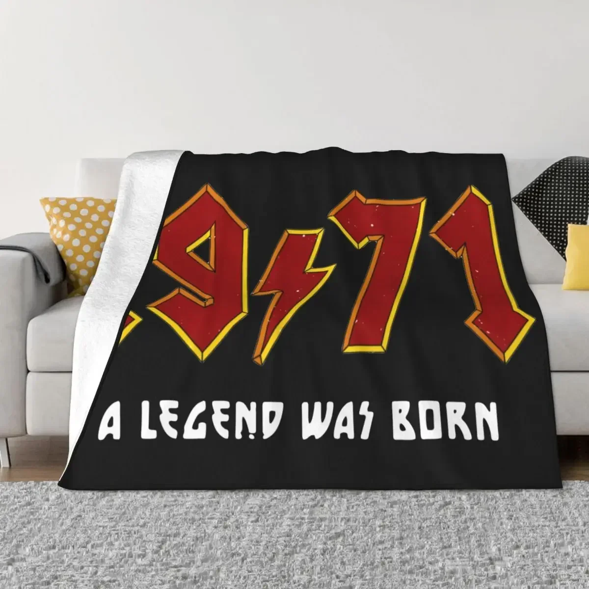 Retro Rock 1971 Decken 50. Geburtstag 50 Jahre alt geboren 1971, warme Wolldecke im Vintage-Stil für Stuhl, Bezug, Sofa, Winter