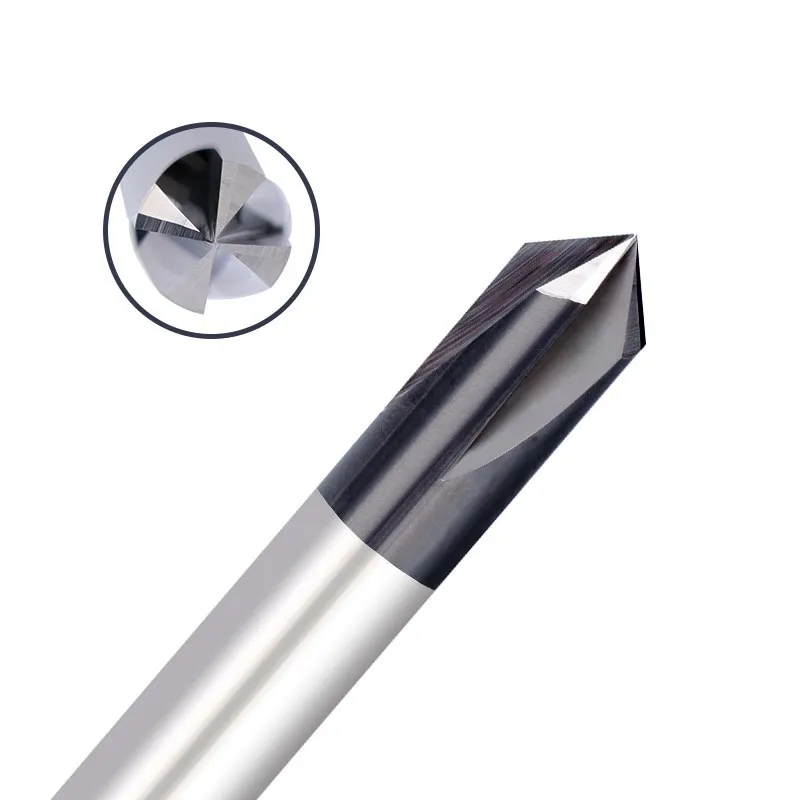 Chamfer Milling Cutter 4 Flute Carbide Corner Countersink Chamfering End Mill 1/4\'\' Shank 90 Degrees CNC Chamfer Mill for Metal