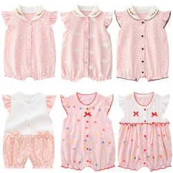 Newborn Baby Girl Romper Infant Short Sleeve Cotton One Pieces Clothes Jumpsuit Bodysuit 0-18M