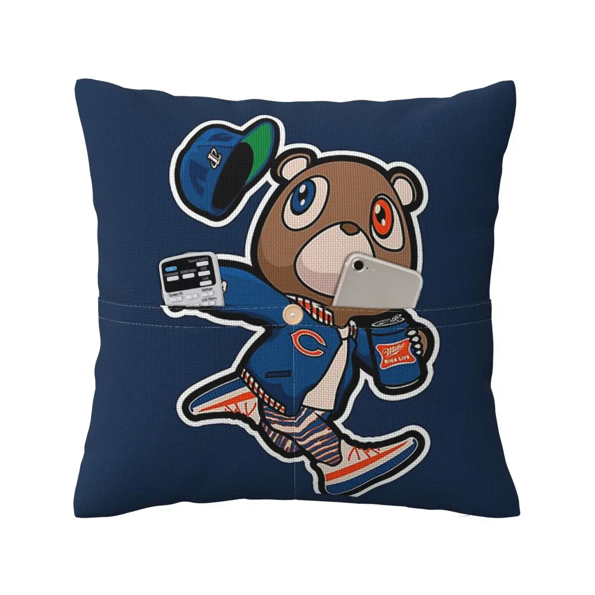 Kanye West Dropout Bear Chicago Vintage GraduationPillowcase Cushion Cover Polyester Decorative Bedroom HomeComfort Throw Pillow