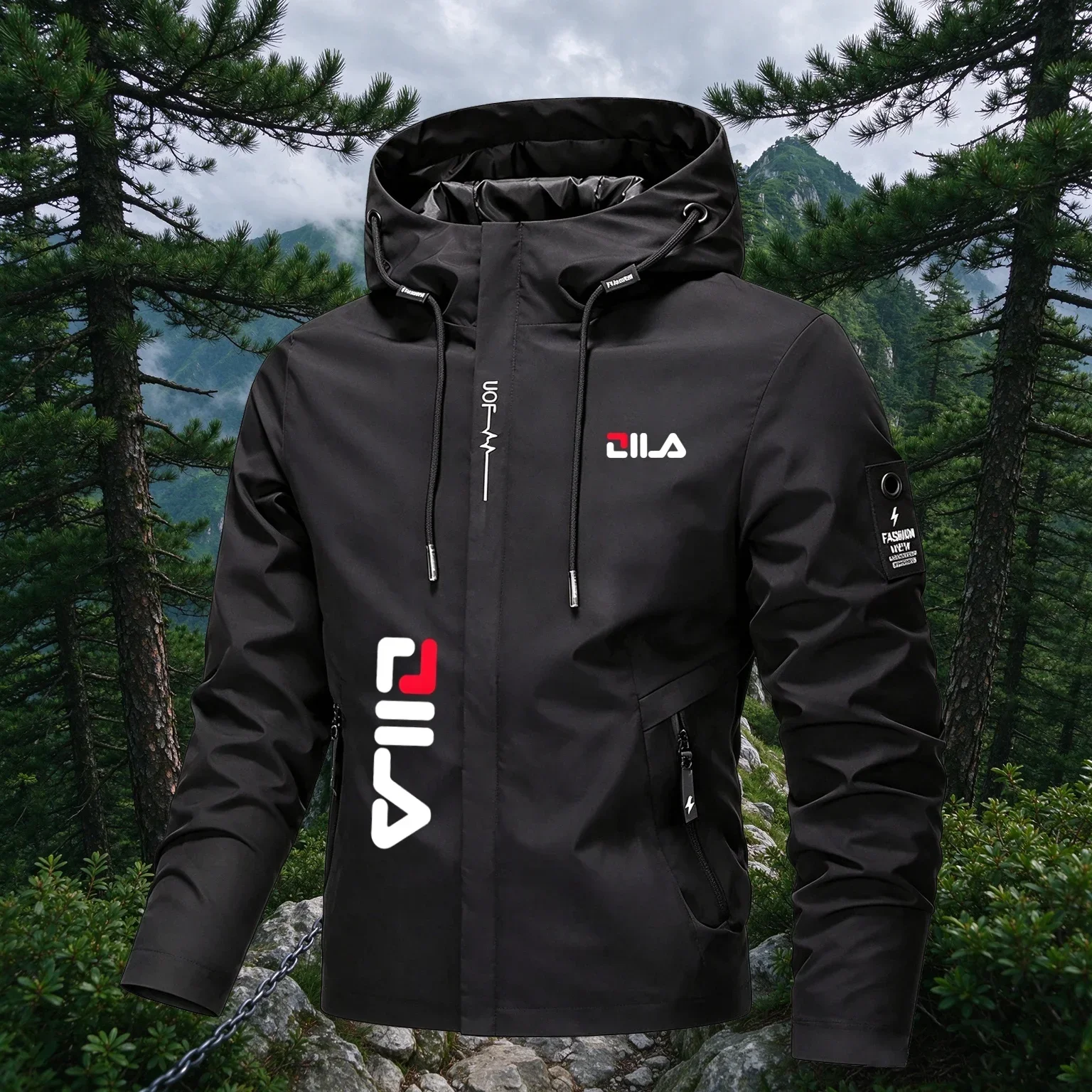 Spring and Autumn Men's Hooded Lightweight Outdoor Windproof Jacket Fashion Trend Printed Men's Sports and Leisure Stormtrooper