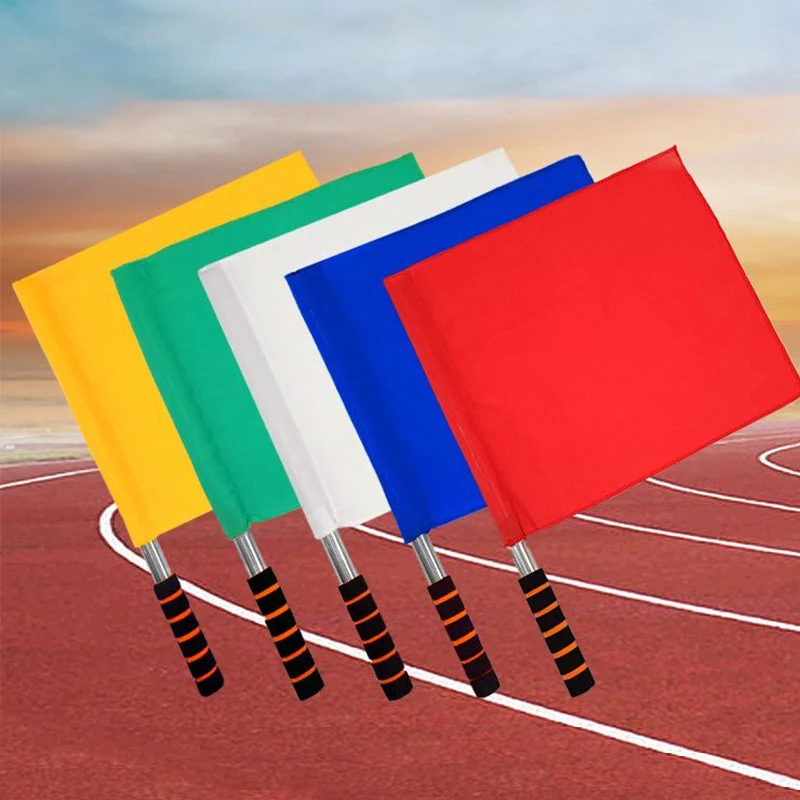 أعلام الحكم الاحترافية - أعلام Linesman المقاومة للماء مع قبضة مضادة للانزلاق لمباريات كرة القدم والرجبي والرياضة (500D بوليستر)