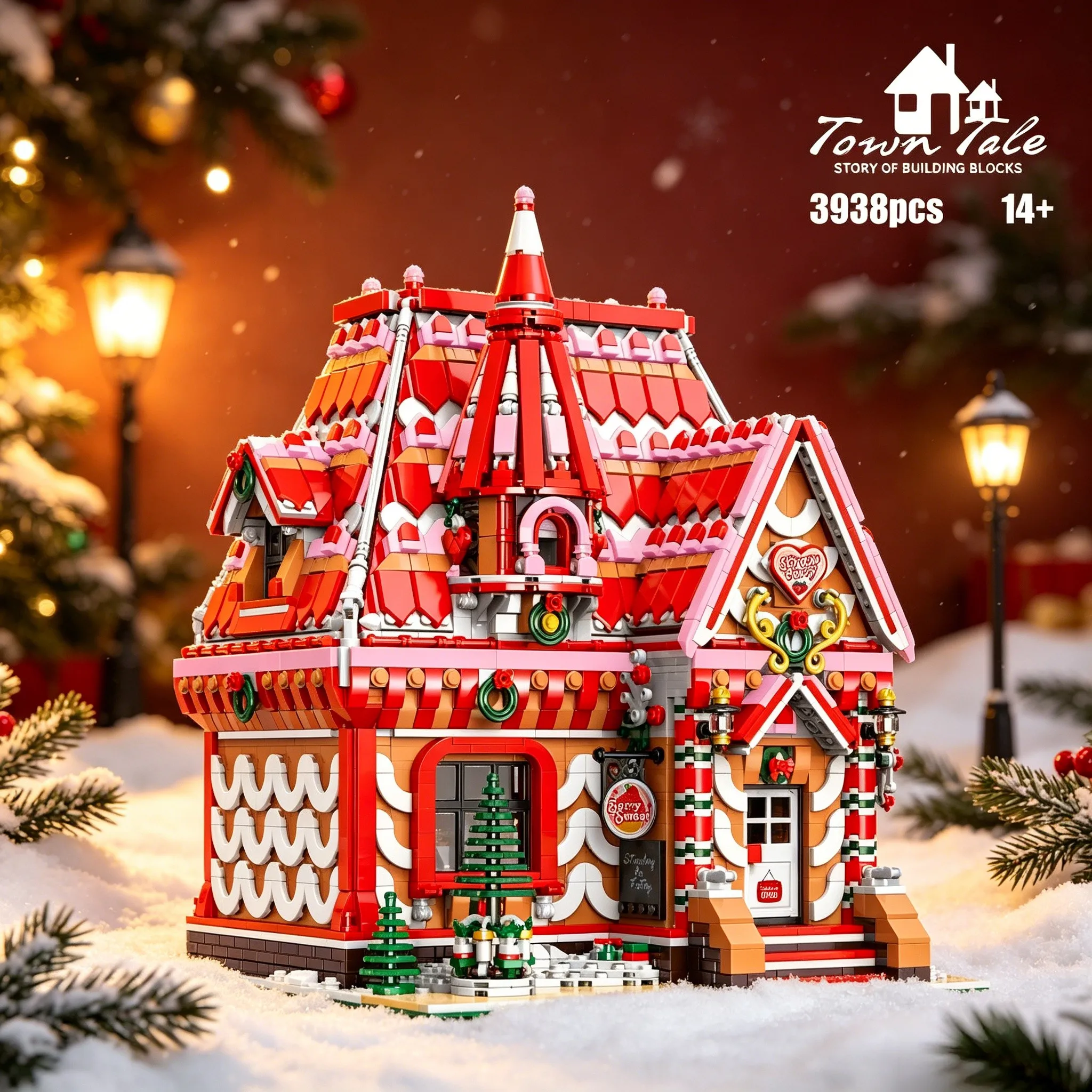 3938PCS Bricks MOC Toy Strawberry Ice Cream Workshop Street View Building Model DIY Assemble Architecture Ornament Birthday Gift