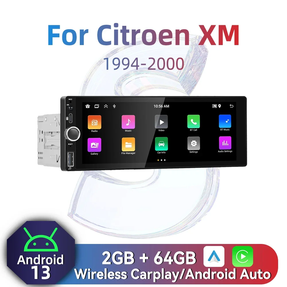 

1 Din Carplay Android Auto Радио Android Автомобильный Мультимедиа для Citroen XM 1994-2000 6,86 "Экран Стерео головное устройство GPS BT Навигация