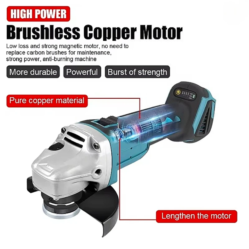 

125 Rechargeable Angle Grinder Lithium Battery Brushless Grinding Tool Durable Cutting Machine Plastic Box Rotary Tool