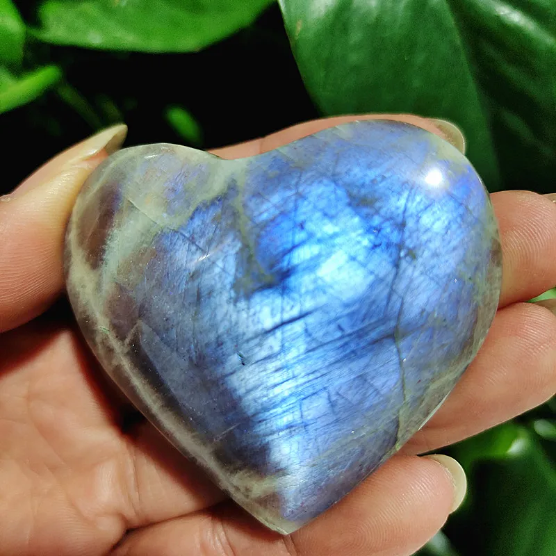 Natral Gemstone Beautiful Moonstone Labradorite The hear Stone Crystal Sorcerer Chakra Spiritual Healing Crystal Home Decoration