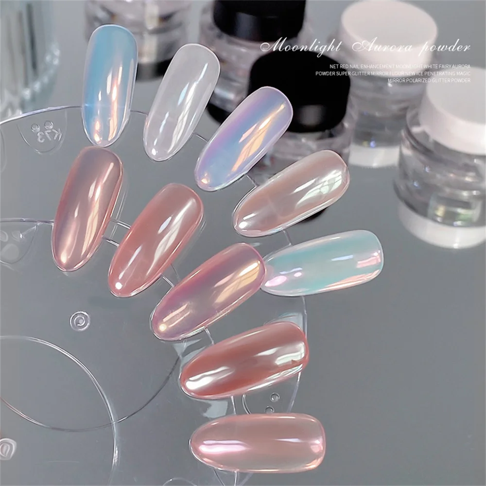 Uv Gel Polish Manicure Aurora Poeder Parelmoer Beginner Wit 0.4G Nail Accessoires Aurora Parel Ijs Nagel Glitter Poeder