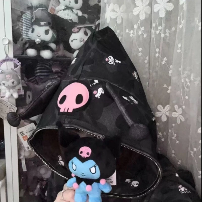 

Аниме-свитшот с капюшоном и объемными ушками в стиле Sanrio Kuromi, новый стиль, унисекс, для пар, супер крутой.