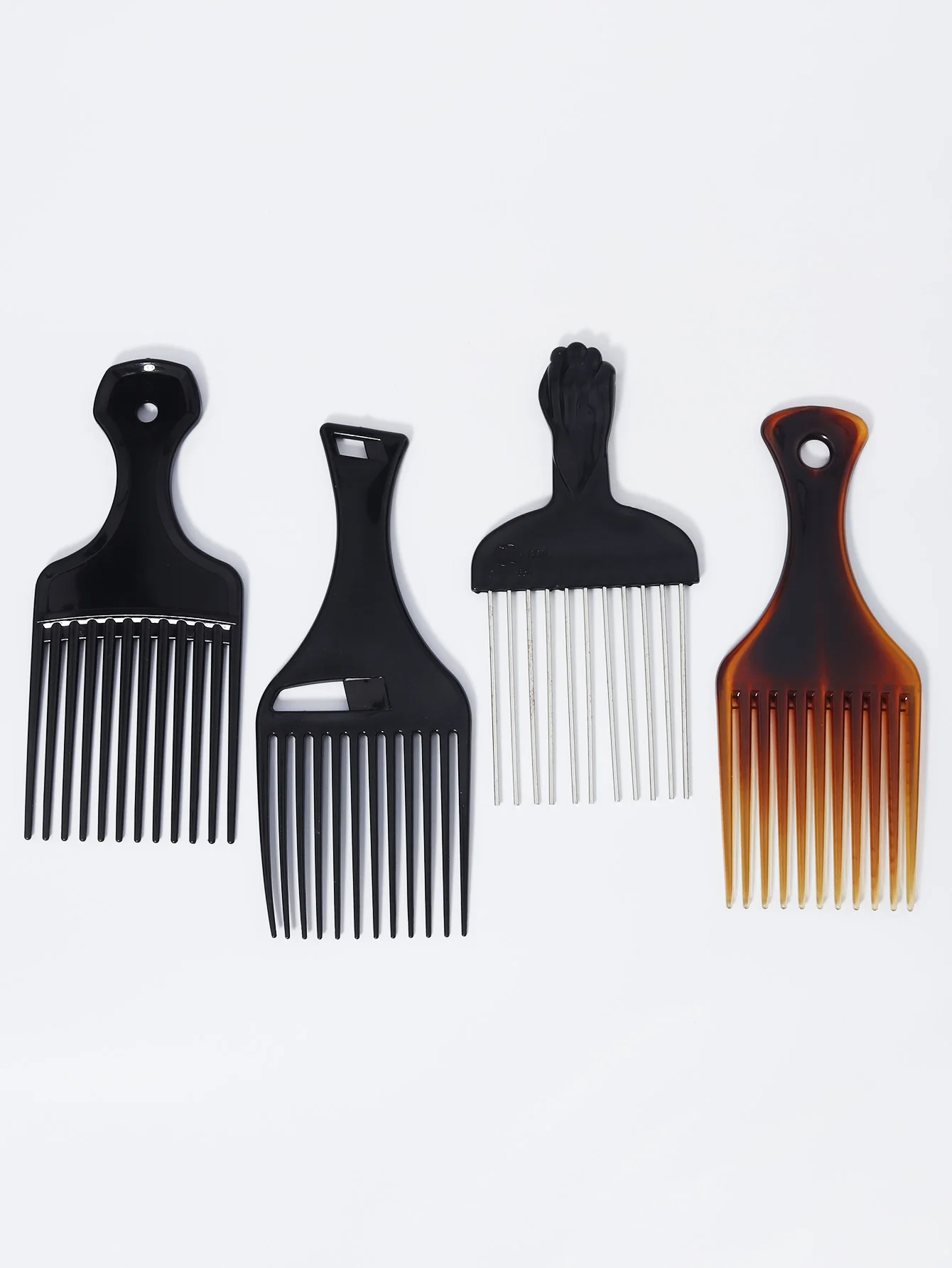 4-teiliges Set afrikanischer Metall-Haarkämme, geeignet für Männer und Frauen, Lockenkämme zum Stylen von lockigem Haar, Haaraccessoires – Detail 1