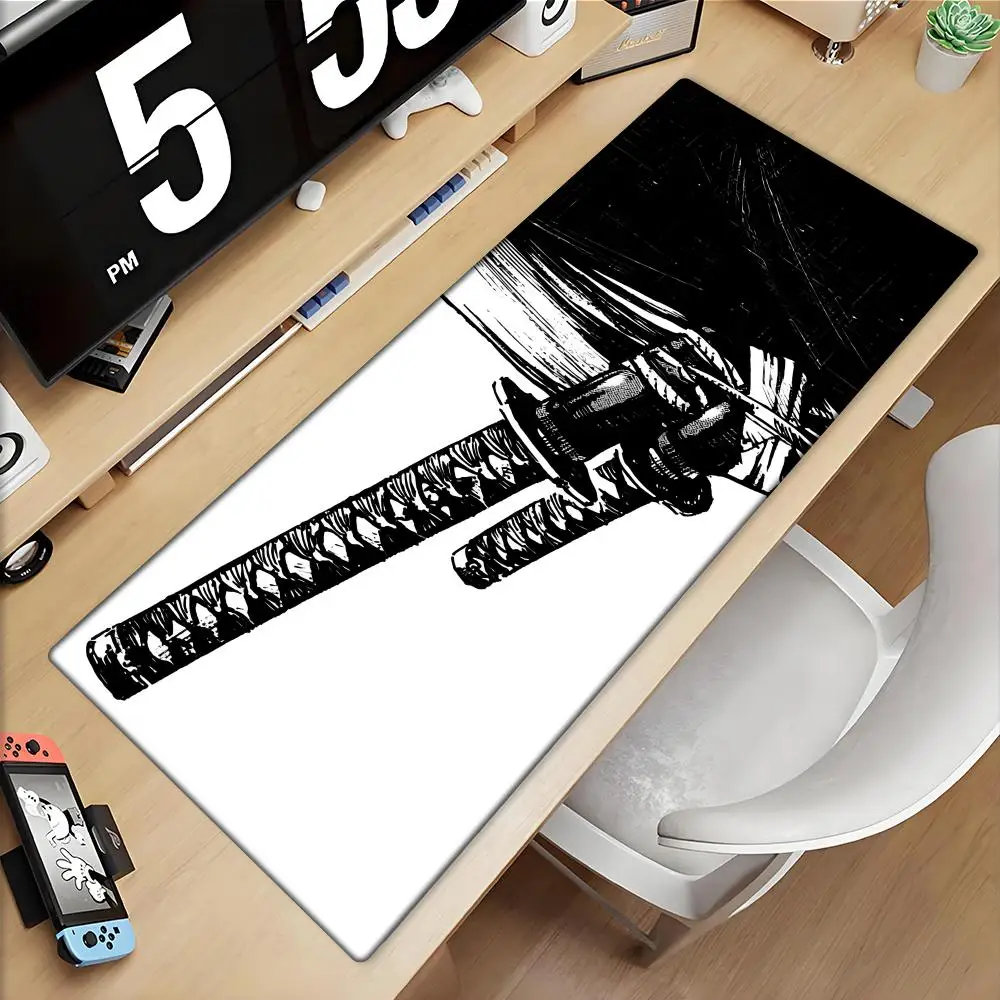 

Samurai sword Black and White Mousepad Anime Computer Accessories Mouse Pad Office Laptop Desk Mat Carpet Gaming Gamer Playmat
