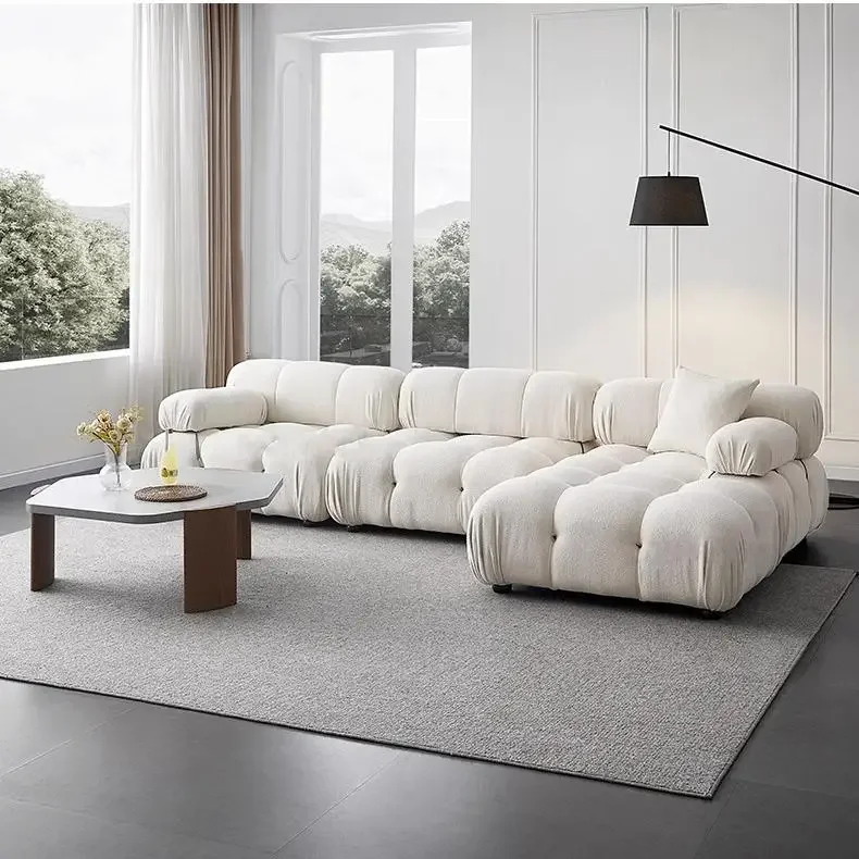 Modern Nordic L Shape Sectional Reclining Couch Modular Living Room Furniture Combinable Fabric Corner Sofa Set