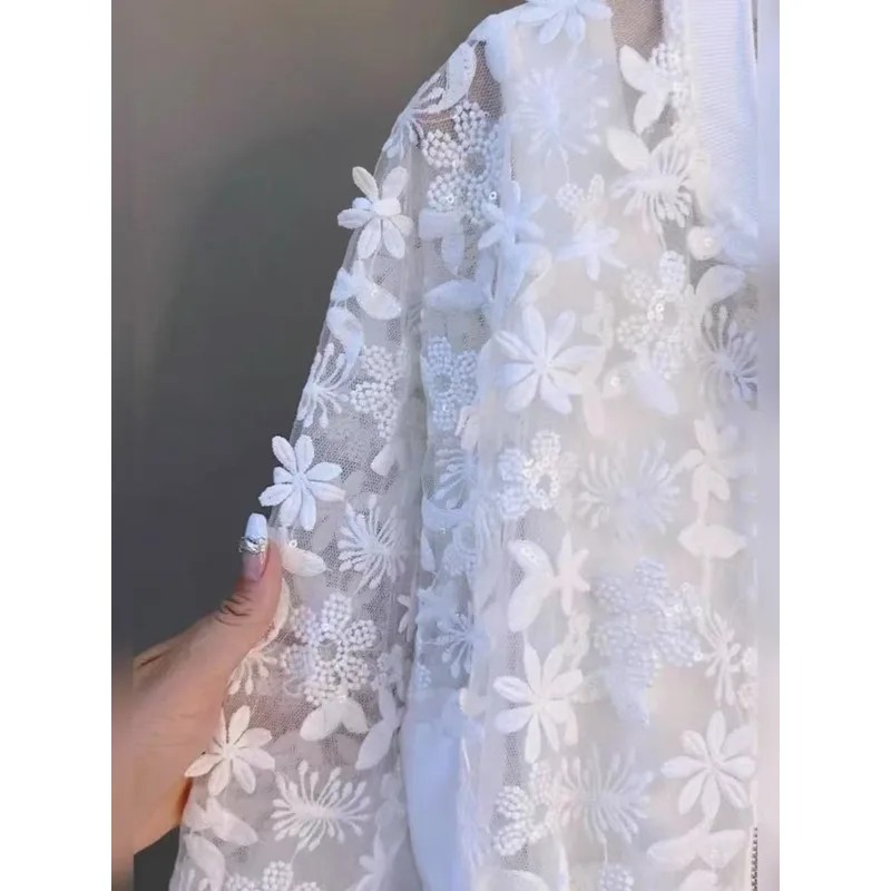 Female Autumn Spring Coat Tops Montage Lace Flower Large Retro Comfortable Leisure Fashion Senior Soft Minority Versatile Thin