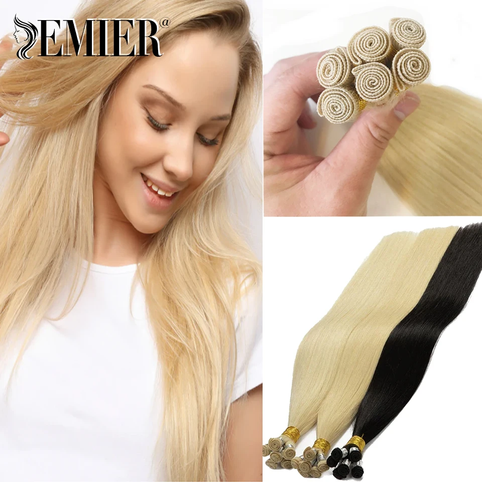 Invisible Hand Tied Weft Hair Extensions 100% Virgin Human Hair 100g /pc Brazilian Straight Sew in Bundles Handmade