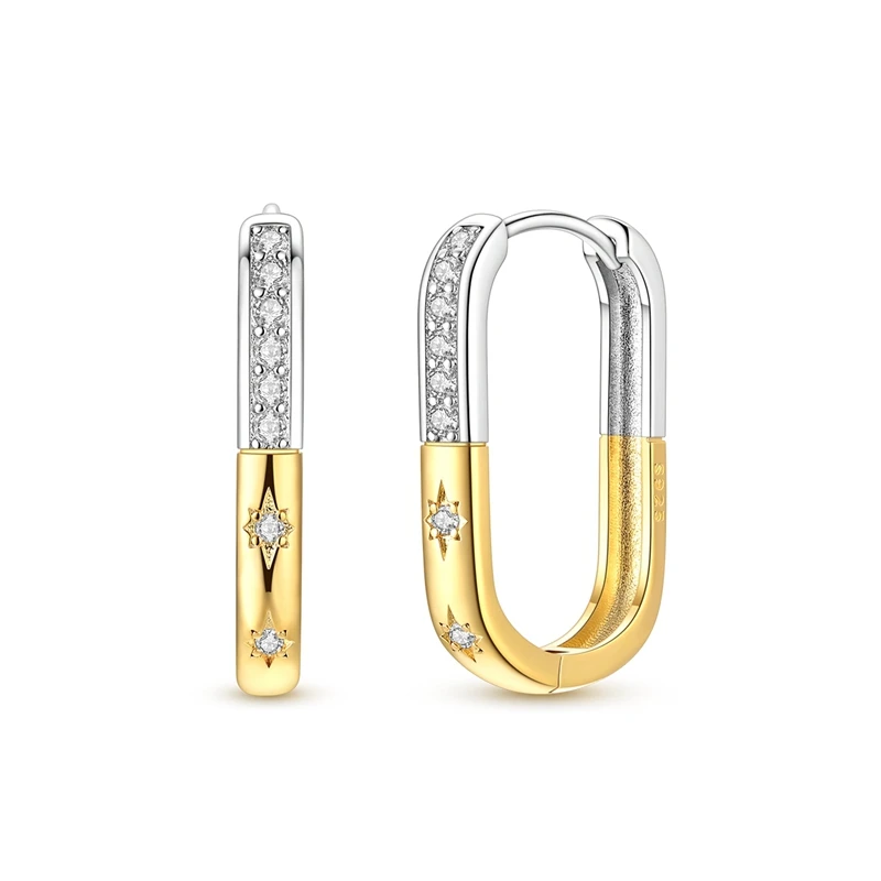 Ohrringe aus 925er-Sterlingsilber für Damen, gold- und silberfarben, Stern-Quadrat-Ohrringe für Jahrestag, Hochzeit, Schmuck, Geschenke