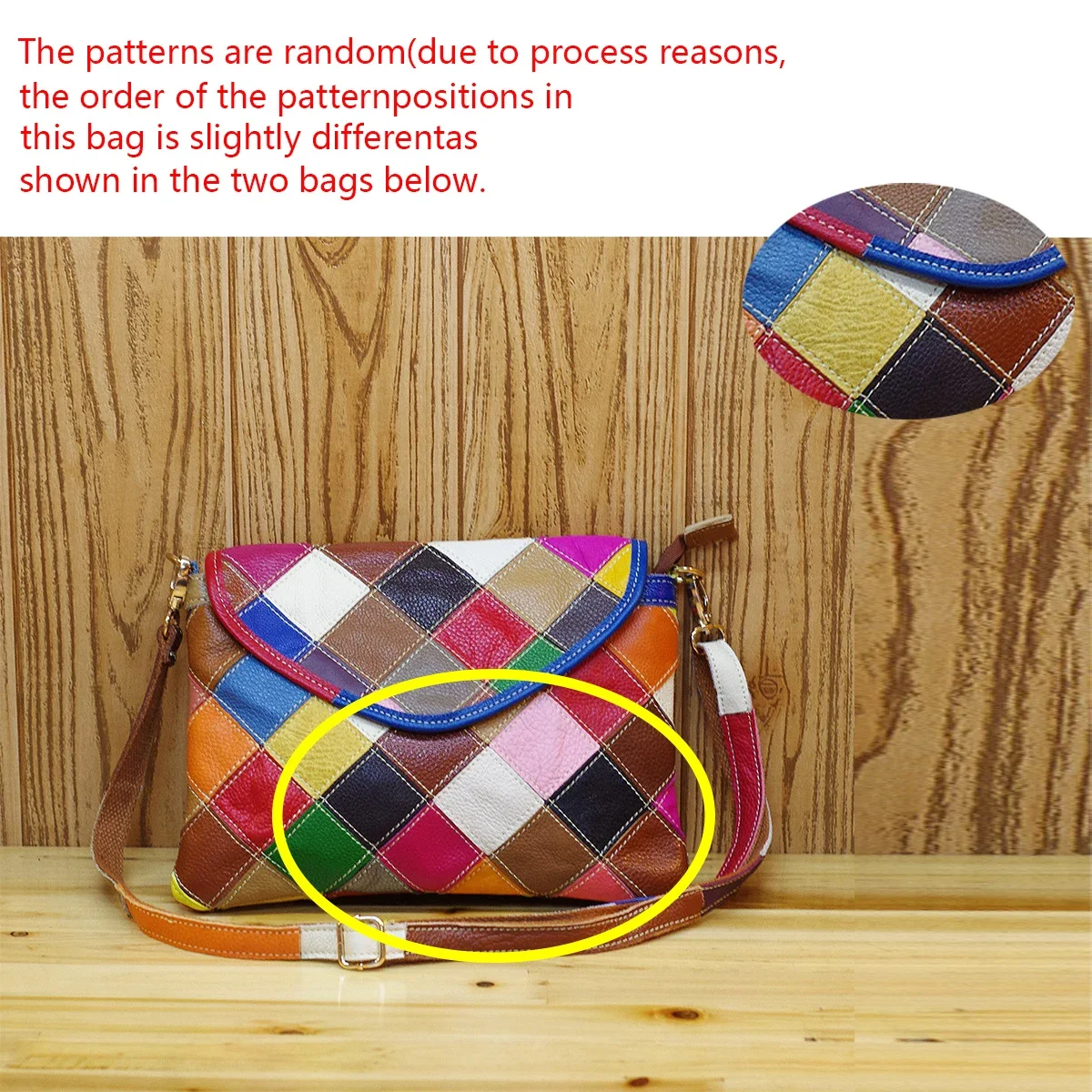 Genuine leather cowhide women\'s bag fashionable niche design colorful plaid cosmetic bag crossbody ladies shoulder small bag