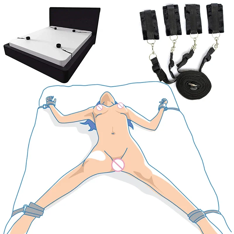 

BDSM Bondage Set Adult Sex Game Handcuff Ankle Restraints Sextoy Couple Slave Sex Products Erotic Bed Strap System SM Soft Cuffs