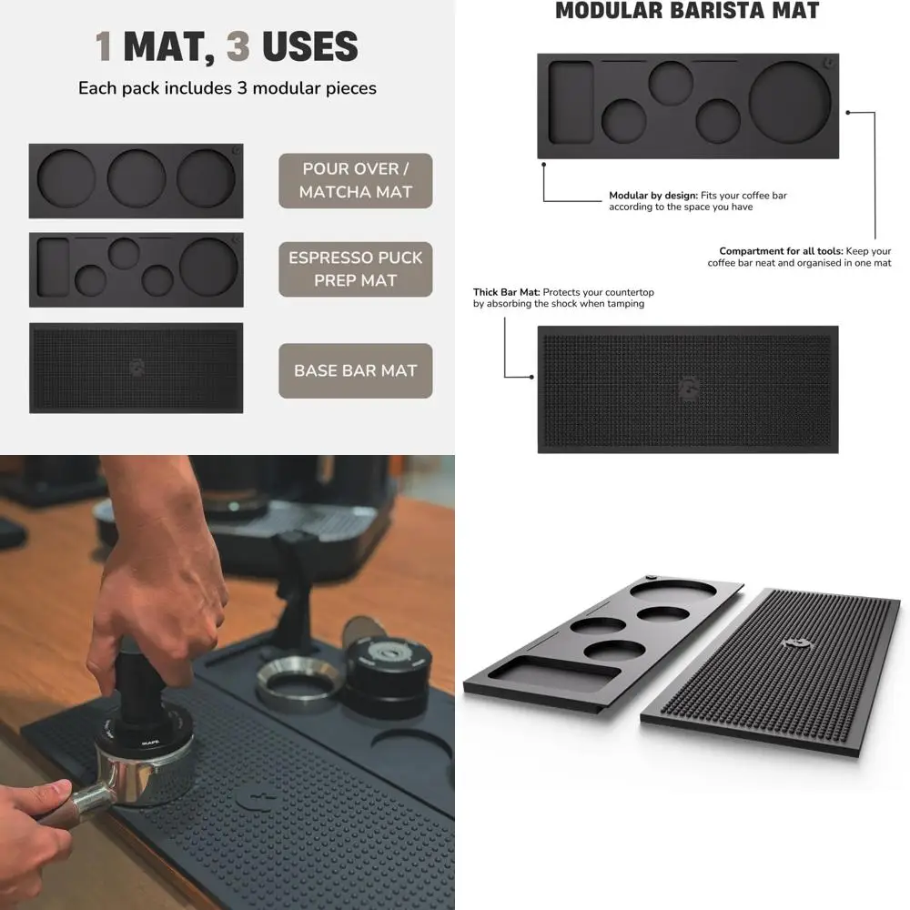 

Универсальный коврик для кофейной станции 3-в-1 | Трамбование, метод пуровер, приготовление матча | Черный