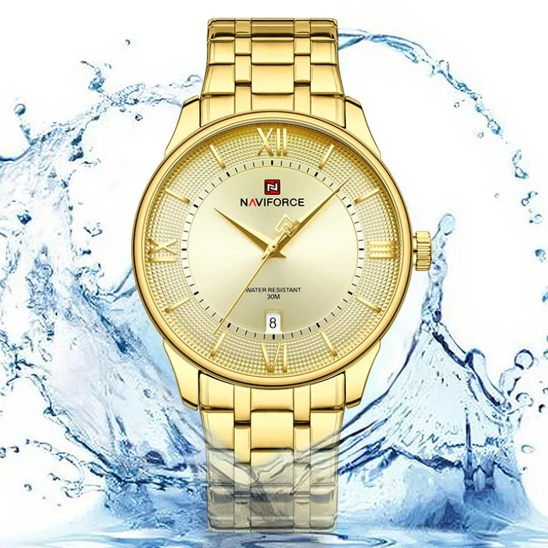 NF9272S NAVIFORCE Men's Chronograph Watch Stainless Steel Strap Calendar Minimalist 3ATM Waterproof Dial Men's Watch Classic