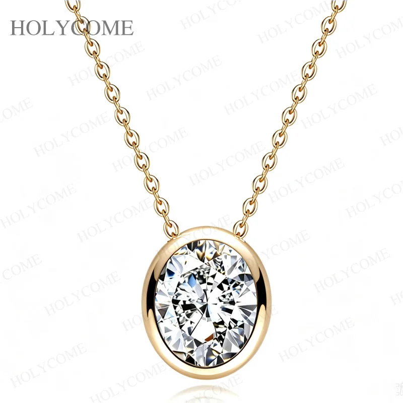 925 Sterling Silber Moissanit Anhänger Halskette Ovaler Schliff 0,5-3 Karat für Damen Hochwertige Schlüsselbeinkette Edles Schmuckgeschenk für Damen – Detail 5