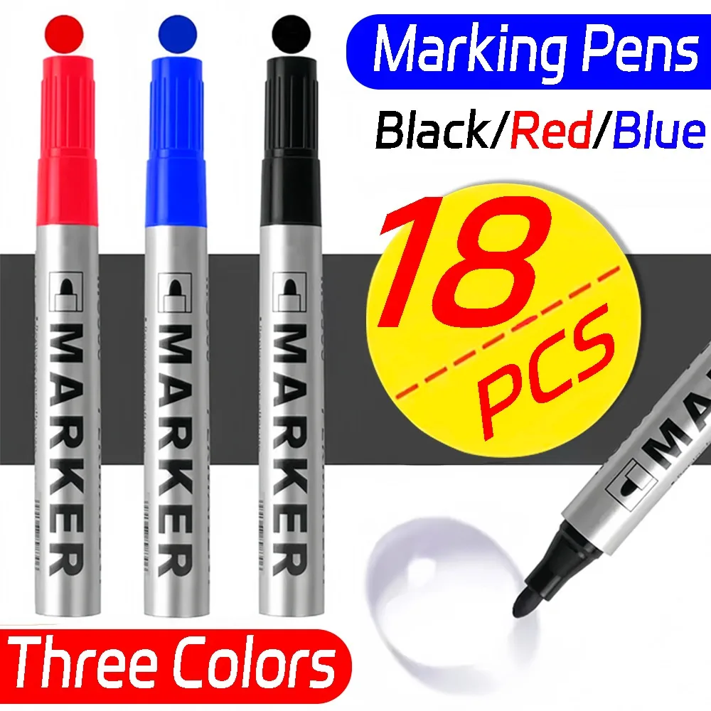 

3/9/18 шт., перманентный художественный маркер, тонкие водостойкие быстросохнущие чернила, черный, синий, красный, 2 мм, чернильные маркеры на масляной основе, 1/2 компл.