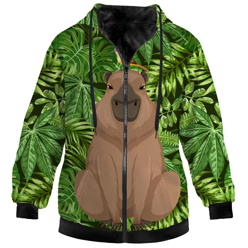 Capybara Animal 3D Printed Zipper Hoodies Unisex Oversize Sweatshirts Autumn Casual Streetwear Cute Tops Pullover Chilren Hoodie