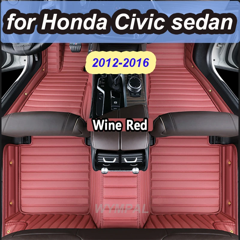 

LUXURY Car floor mats for Honda Civic sedan 2012 2013 2014 2015 2016 Custom auto foot Pads automobile carpet cover