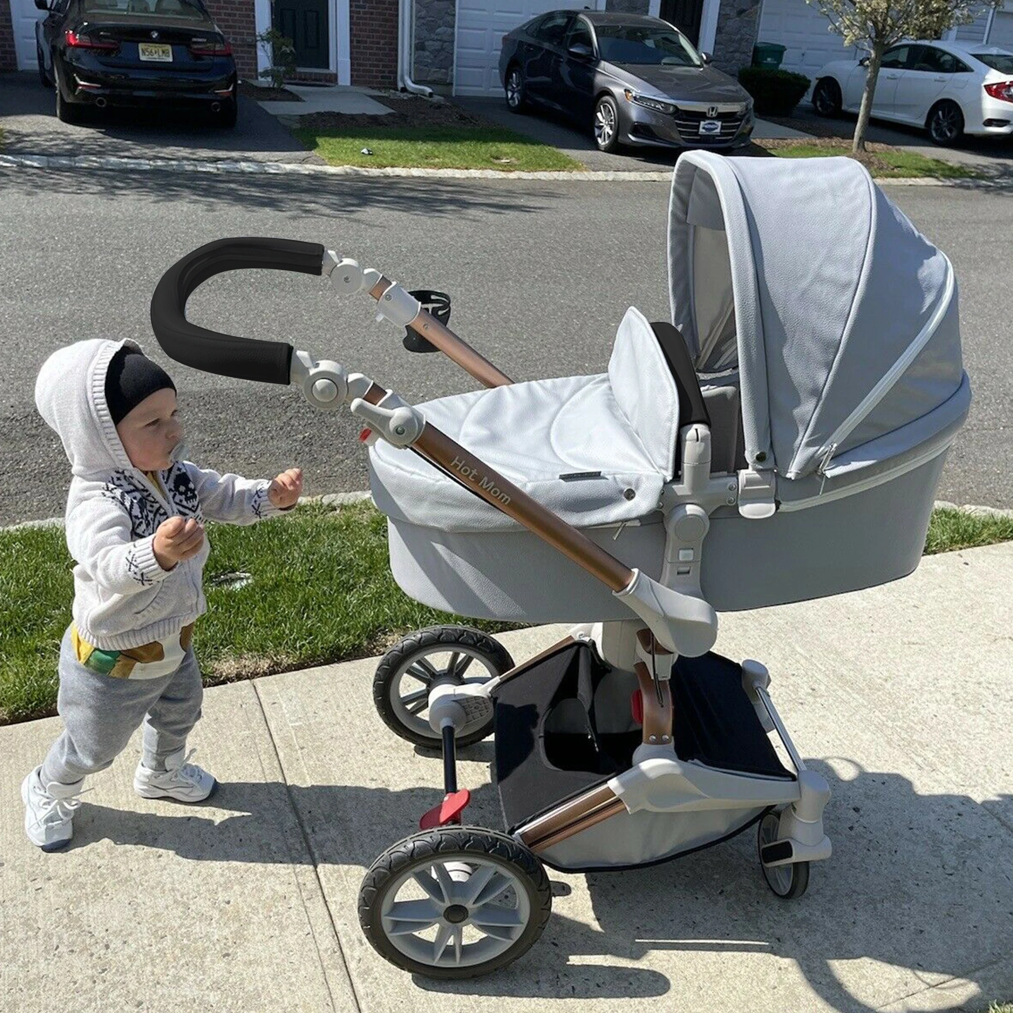 Hot Mom F023 Light gray Baby Stroller Light 2 in 1 rotatas