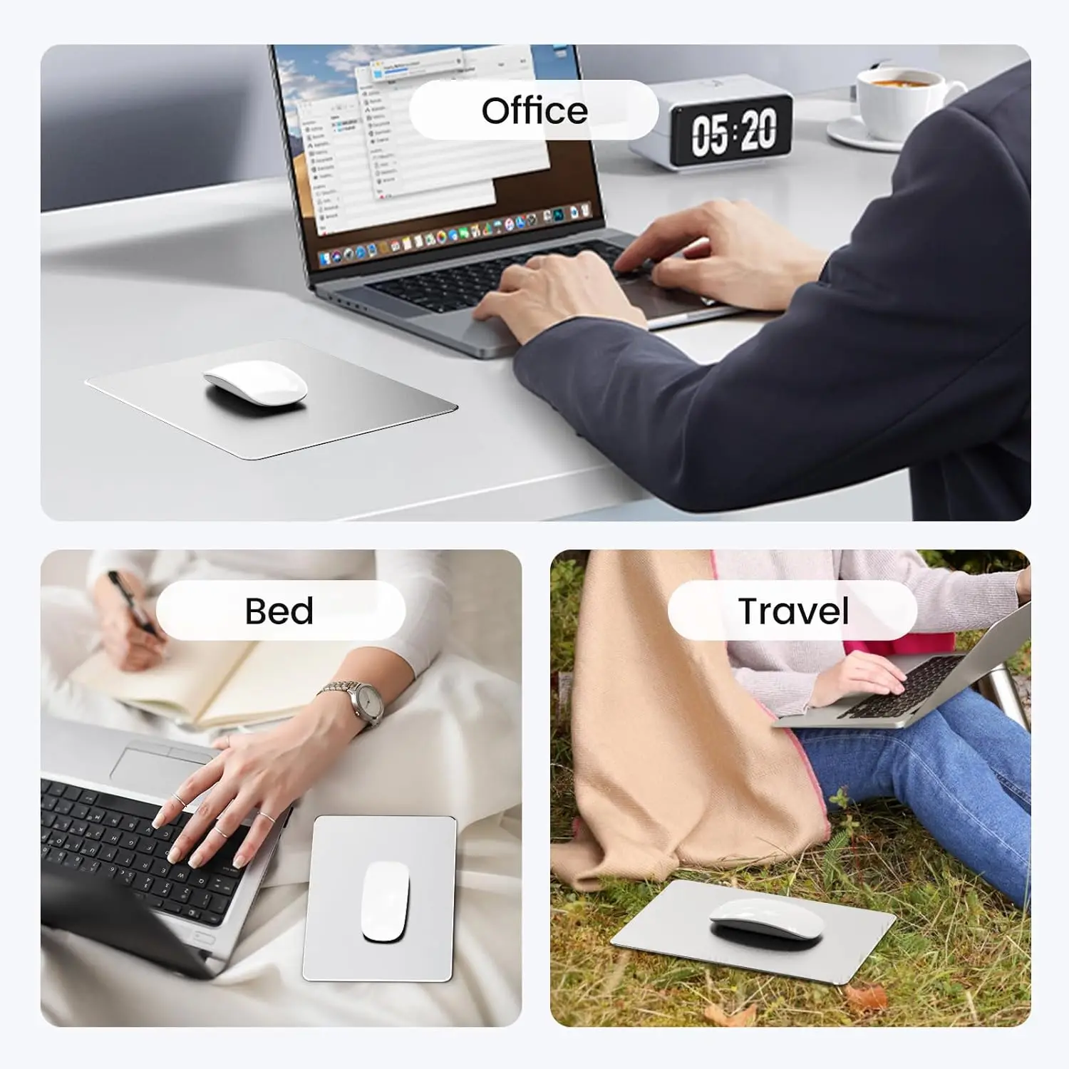 Aluminum Metal Mouse Pad Mat Hard Smooth Matte Thin Non-Slip Waterproof Fast and Accurate Control Mousepad for Office Home view 5