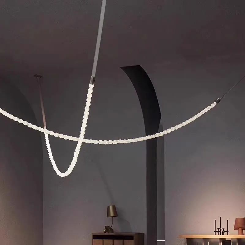 Italian rope of light notes restaurant lamp art belt minimalist creative duplex building designer living room  chandelier  home