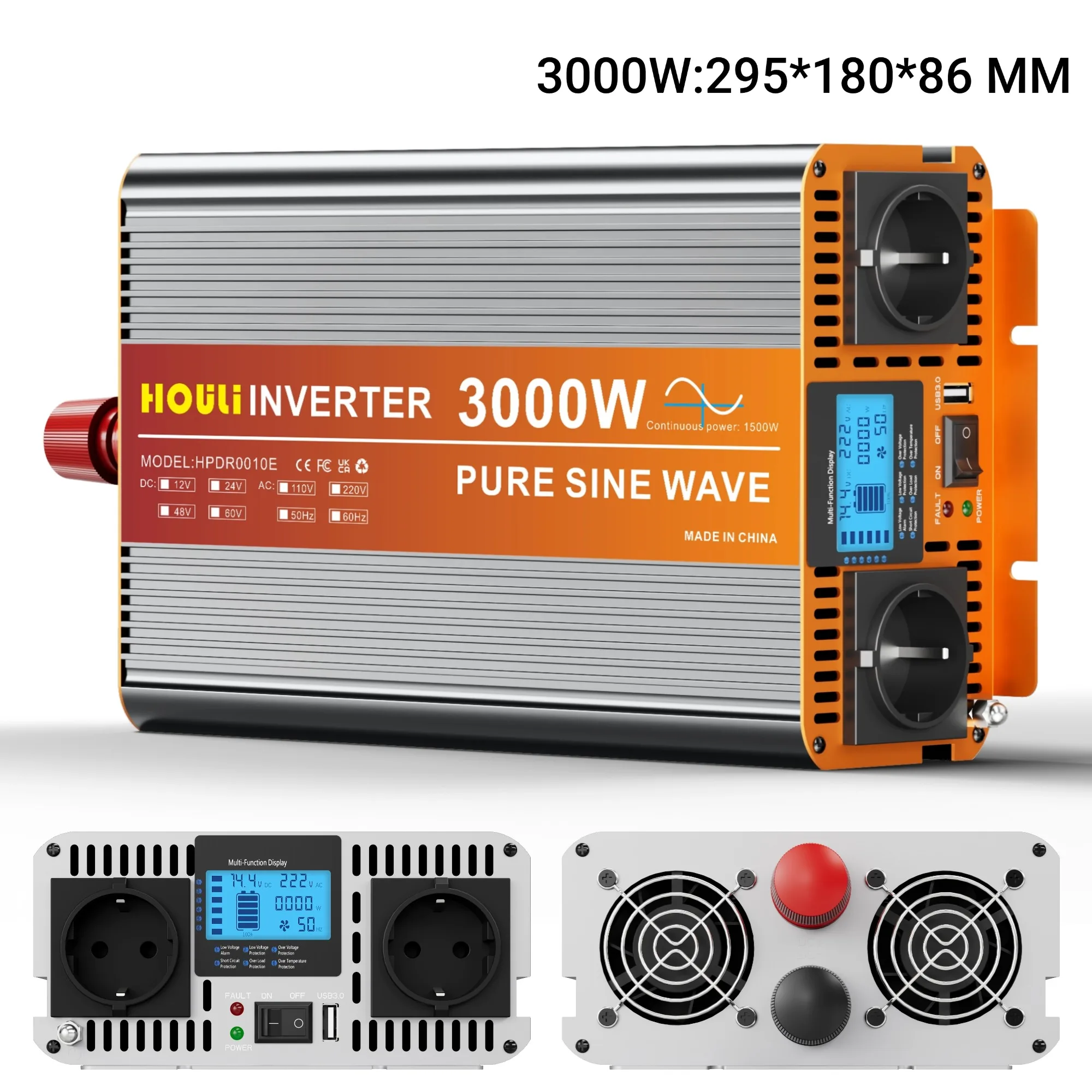 Reiner Sinus-Wechselrichter 3000W-7000W 12V 24V auf 230V Solarwechselrichter für Zuhause und Wohnmobile, Lager Spanien