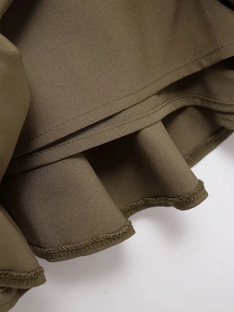 Nlzgmsj 2025 saias curtas decorativas com babados para mulheres elegantes casuais sólidos mini saias novas saias curtas femininas franzidas