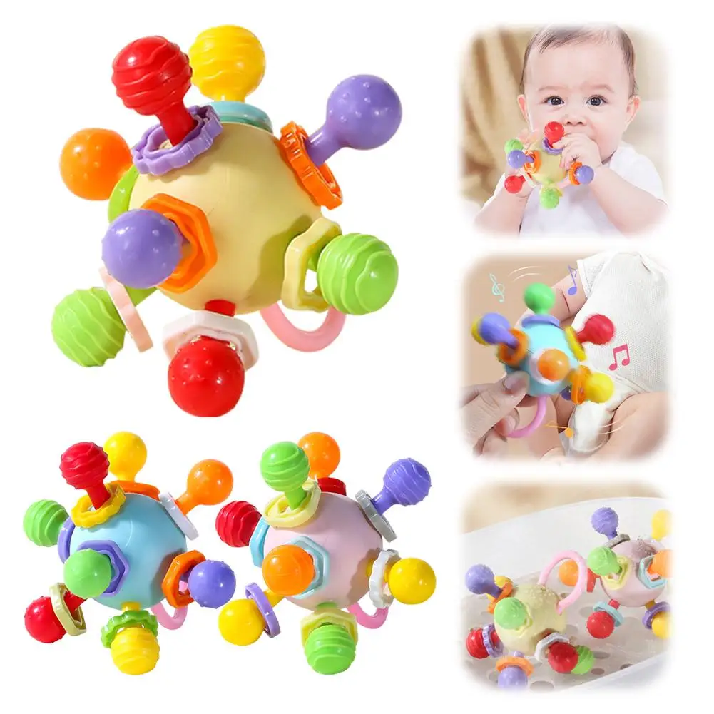 Hand Grip Ball Teeth-glue Manhattan Gnawing And Potable Months 6 0-1 3 Old To Sound Toy Rattle Toy Year Baby M5W7