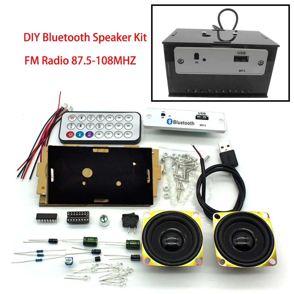 

DIY Bluetooth Speaker Kit with FM Radio 87.5-108MHZ DIY Soldering Project Practice Electronic Kit Solder Assembly ﻿