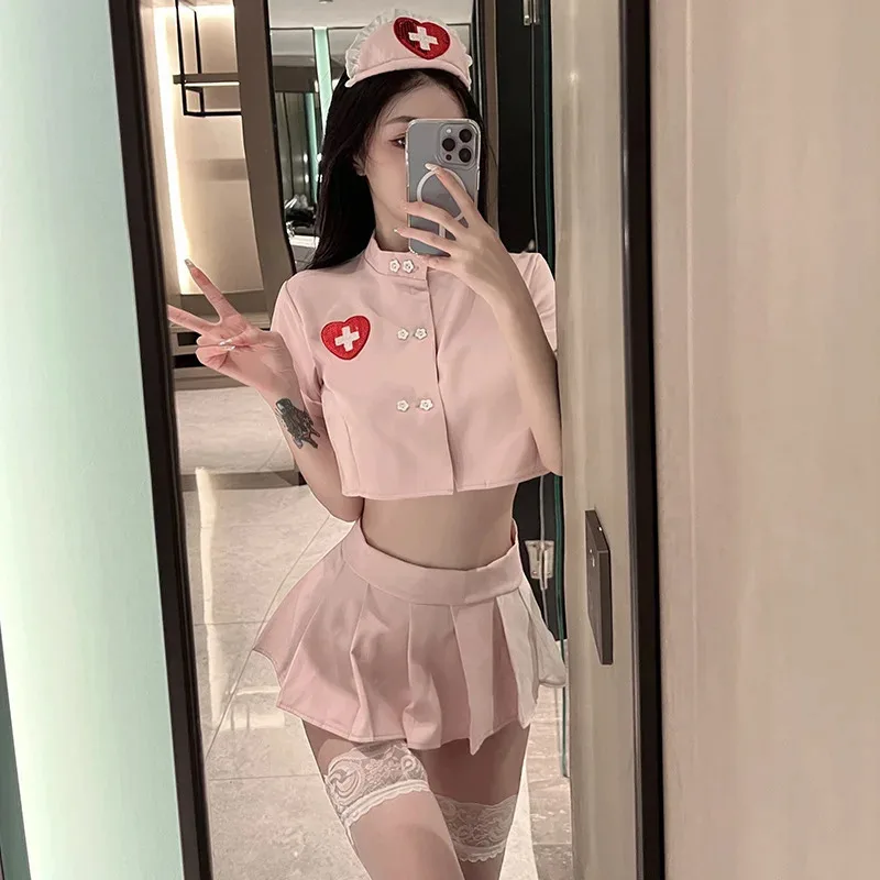 Sexy Lingerie Japanse Cosplay Verpleegster Kostuum Vrouwen Sexi Lingeri Passie Verpleegster Uniform Rollenspel Erotisch Nachtclub Kostuum