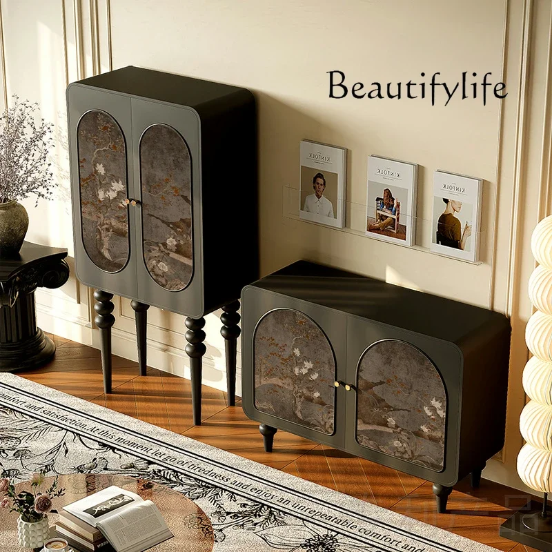 X36 Tall Storage Cabinet, Premium Living Room, Bedroom, Solid Wood Locker, Black Solid Wood Painted Storage Chest