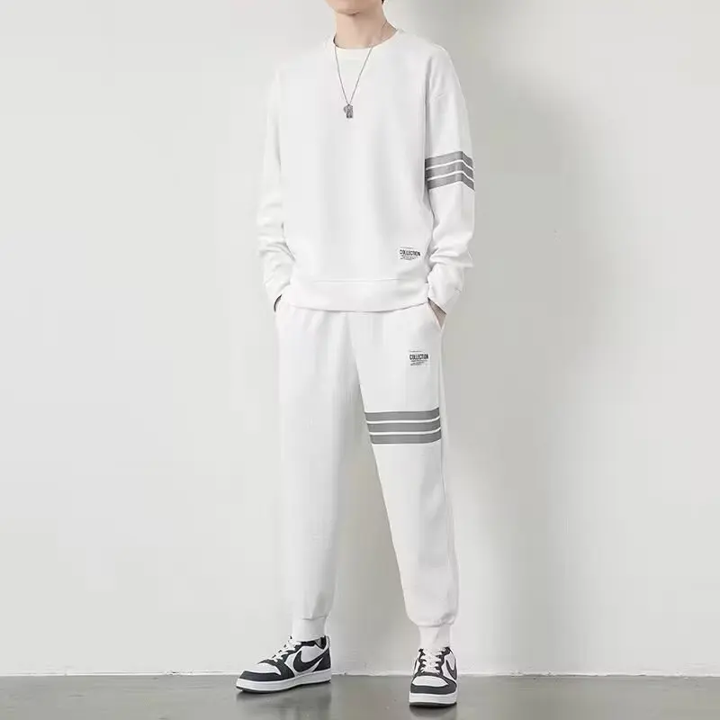 Conjunto de moletom de manga comprida masculino, estilo coreano extragrande, roupas esportivas hip pop, tendência da moda Y2K, pescoço o, primavera,