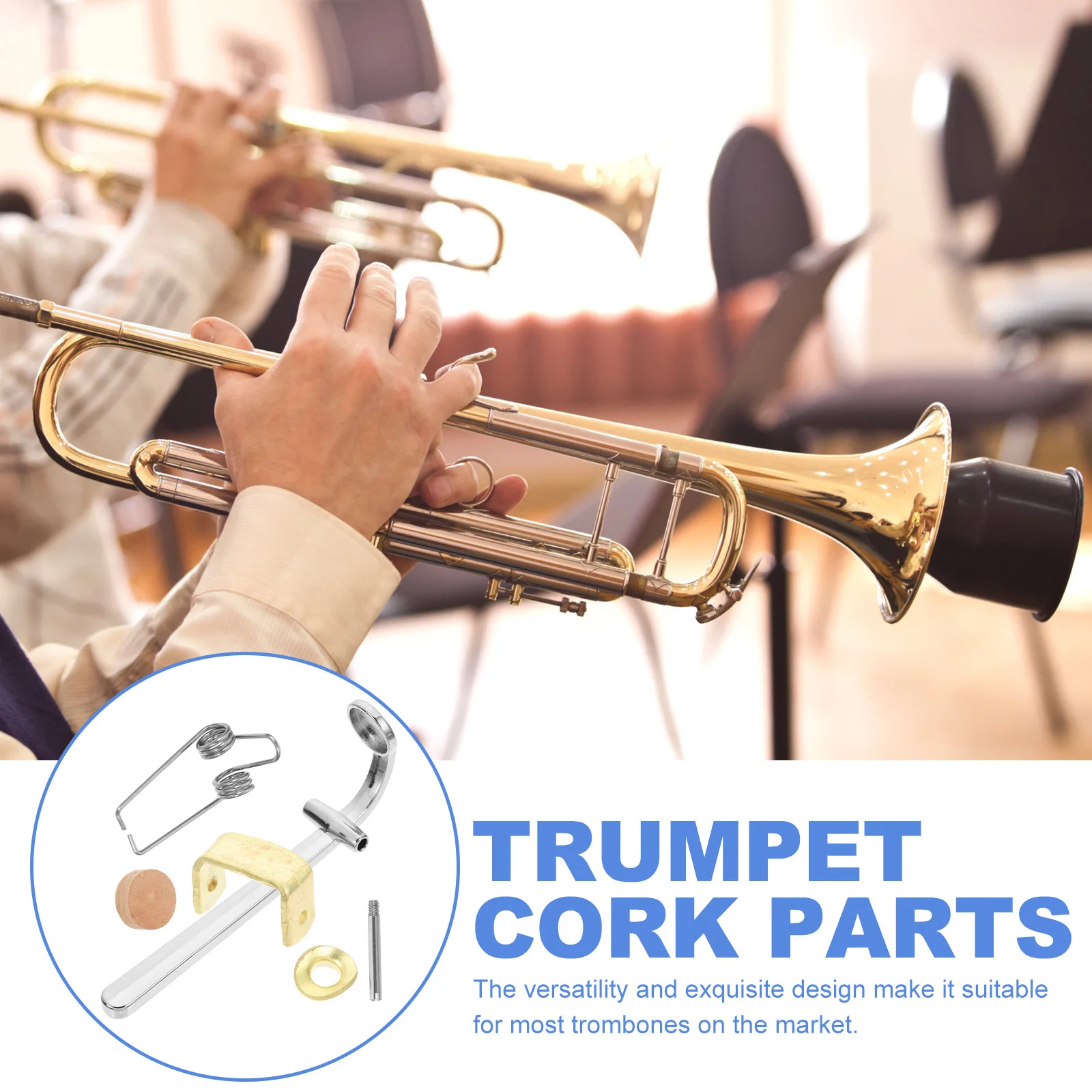 

1Set Trombone Drain Valve Key Replacement Durable Cork Pad Professional Trombone Accessory Lightweight Compact