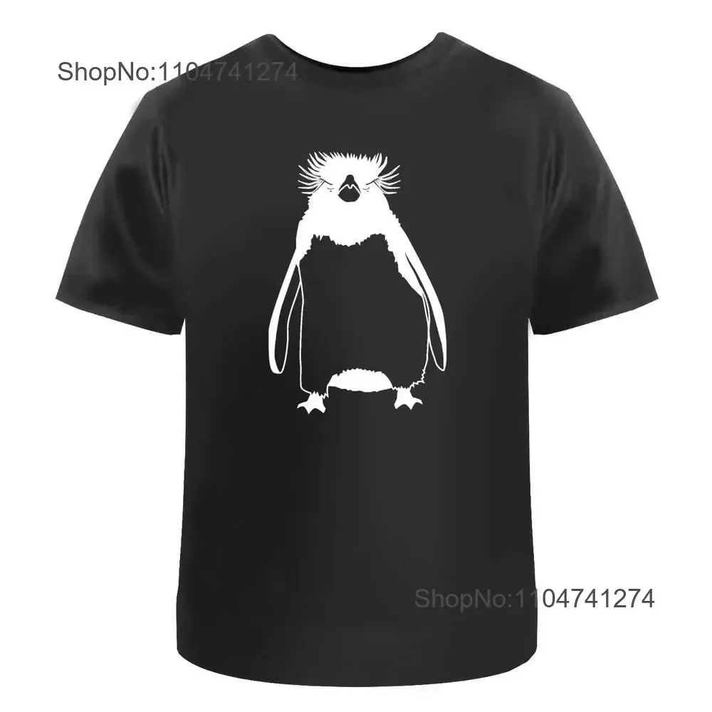 Camiseta de algodón 'Rockhopper Penguin' TA000604 vintage lavada transpirable para hombre, top unisex con gráfico ligeramente estampado para uso diario