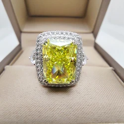 Luomansi 8*11MM Rectangular High Carbon Diamond Ring 100%-S925 Jewelry Woman Wedding Anniversary Party Birthday Gift