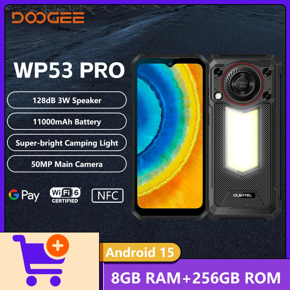 【НОВИНКА】Прочный телефон OUKITEL WP53 PRO, 24 ГБ + 256 ГБ, 11000 мАч, Android 15 6,52 дюйма, NFC, 50 МП, сотовый телефон 【НОВИНКА】Прочный телефон OUKITEL WP53 PRO, 24 ГБ + 256 ГБ, 11000 мАч, Android 15 6,52 дюйма, NFC, 50 МП, сотовый телефон